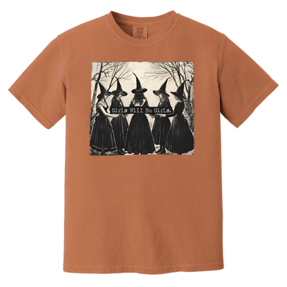 Comfort Color Girls Will Be Girls Witch Halloween T-Shirt, Girls Will Be Girls Halloween Witch Shirt, Witch T-shirt, Halloween Women Shirt, Witchy Vibes Tees, Halloween Gift for Women