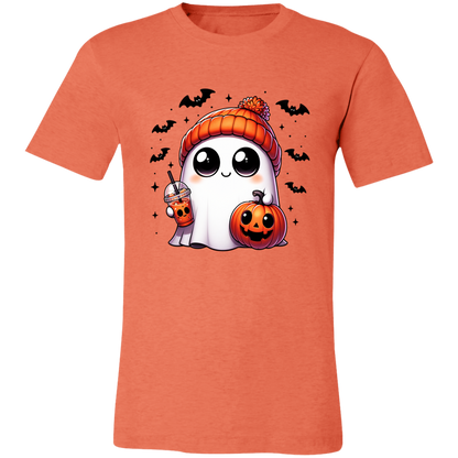 Ghost with Drink and Pumpkin Short-Sleeve T-Shirt