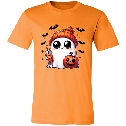 Ghost with Drink and Pumpkin Short-Sleeve T-Shirt