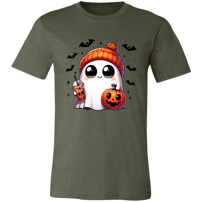 Ghost with Drink and Pumpkin Short-Sleeve T-Shirt