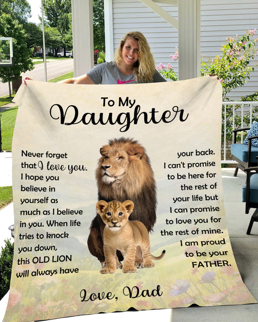 To My Daughter Lion Blanket From Dad