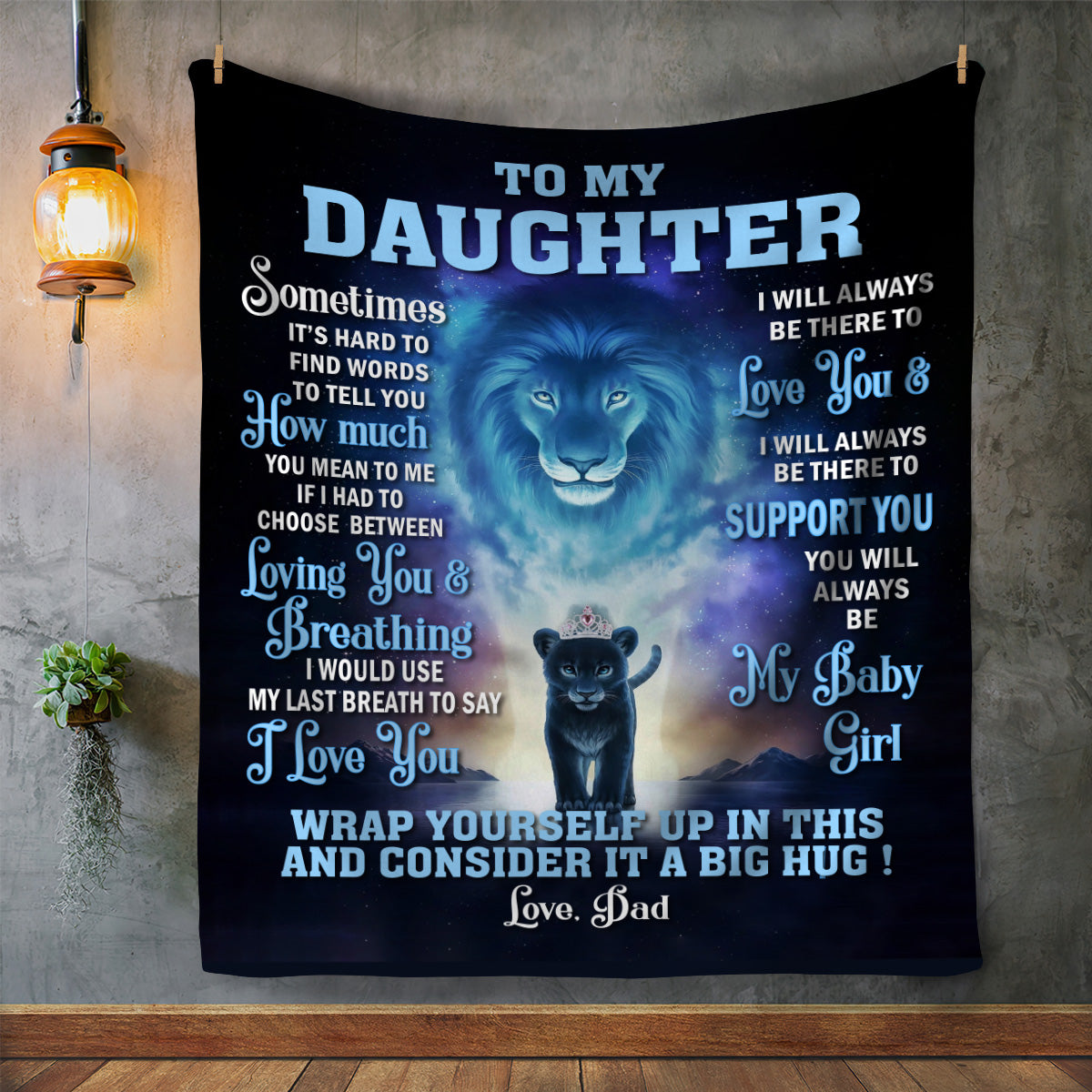 Daughter Blanket from Dad | My Baby Girl Lion Blanket | Father Daughter Gift