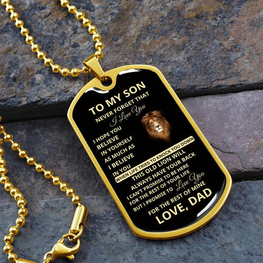 To My Son, I Promise to Love You for the Rest of My Life Dog Tag