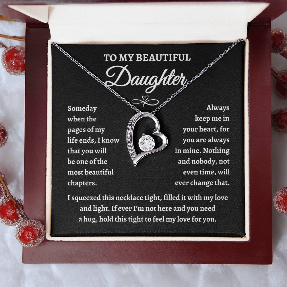 Perfect Gift for Daughter | To my Beautiful Daughter Forever Love Necklace