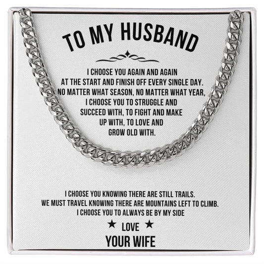 To My Husband | Love, Your Wife | Cuban Link Chain