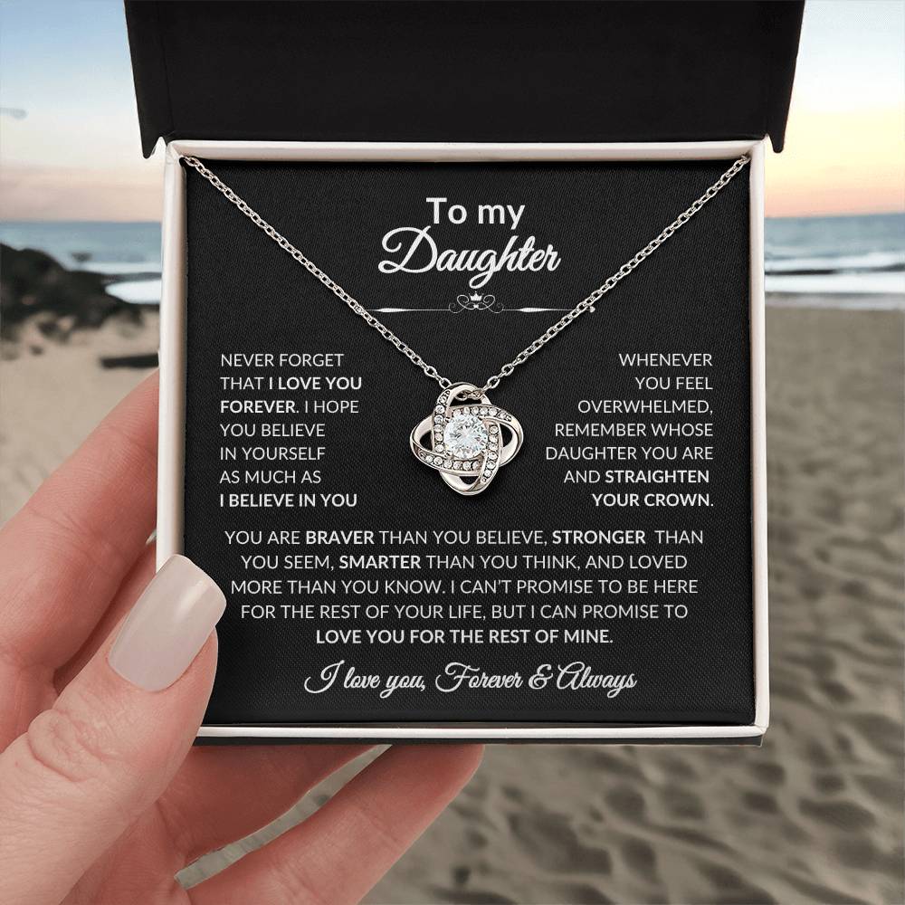 To My Daughter, Gift for Daughter Love Knot Necklace