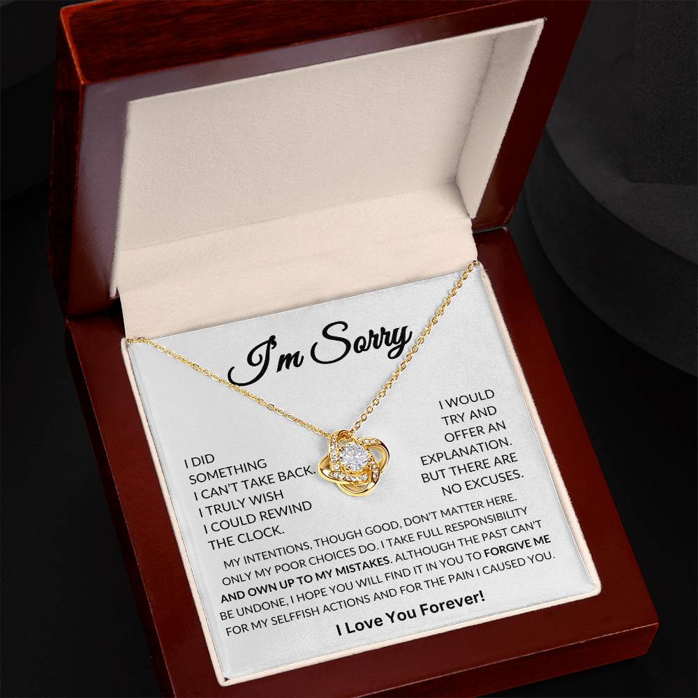 Apology Gift for Her, I'm Sorry Gift, Gifts for Wife, Girlfriend, Soulmate, Apology Gift Pendant Necklace With Message Card In A Lovely Box Love Knot Necklace