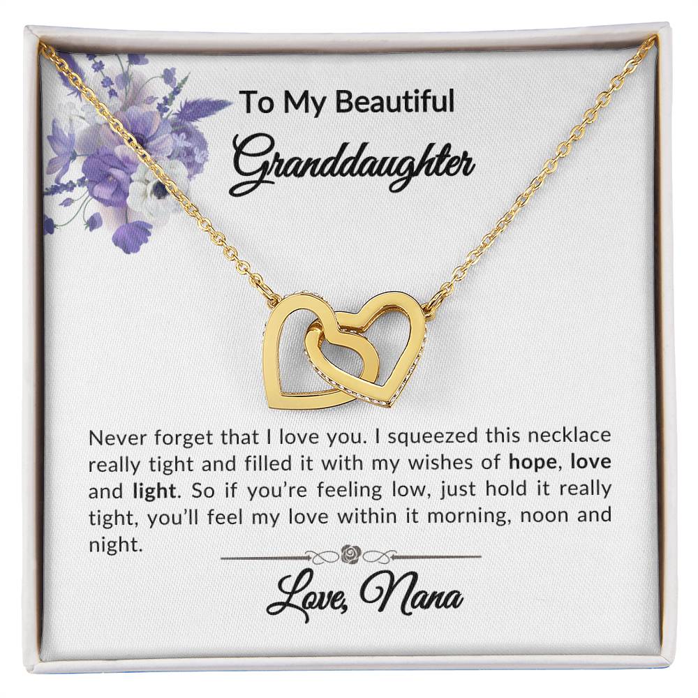 To My Granddaughter Interlocking Hearts Necklace