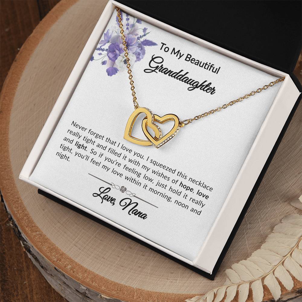 To My Granddaughter Interlocking Hearts Necklace