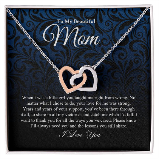 To My Beautiful Mom | Interlocking Hearts Necklace