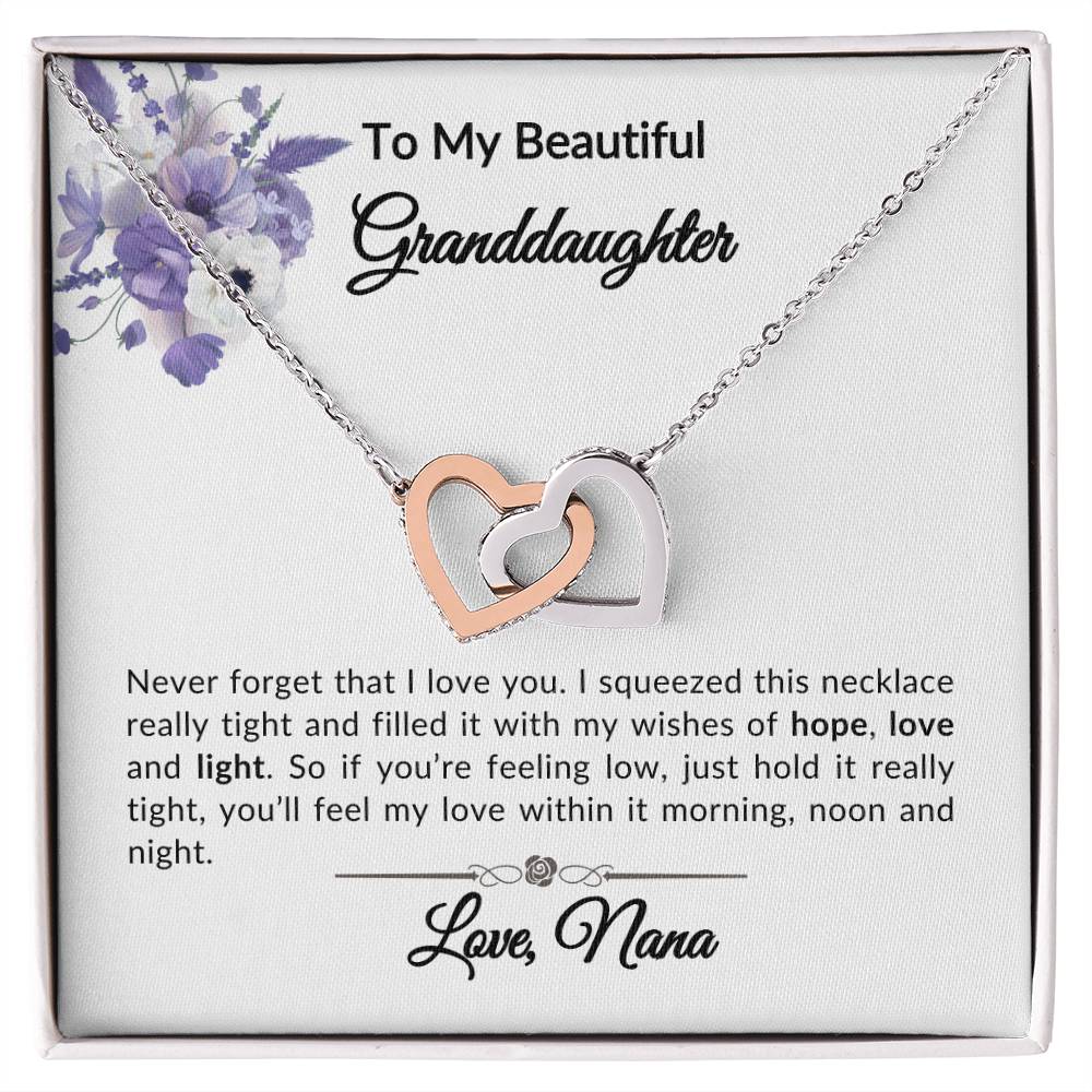 To My Granddaughter Interlocking Hearts Necklace