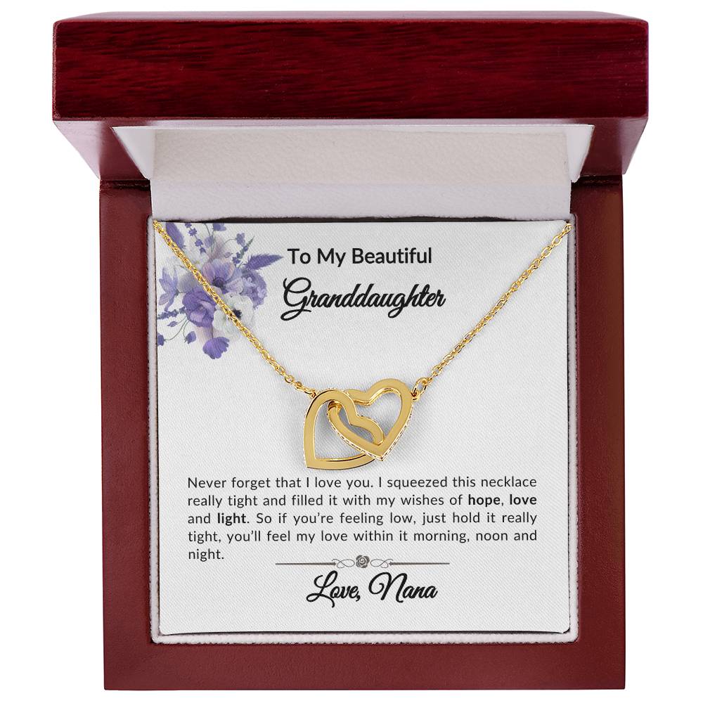 To My Granddaughter Interlocking Hearts Necklace