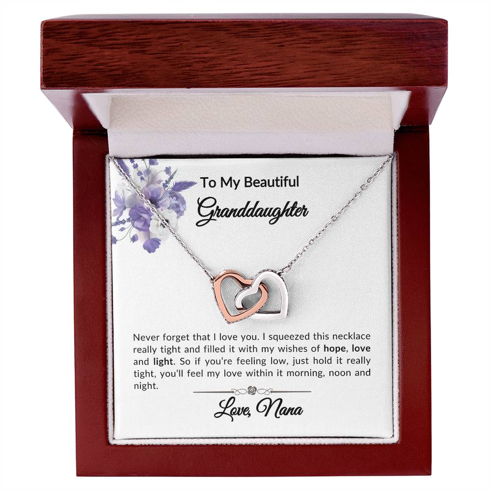 To My Granddaughter Interlocking Hearts Necklace