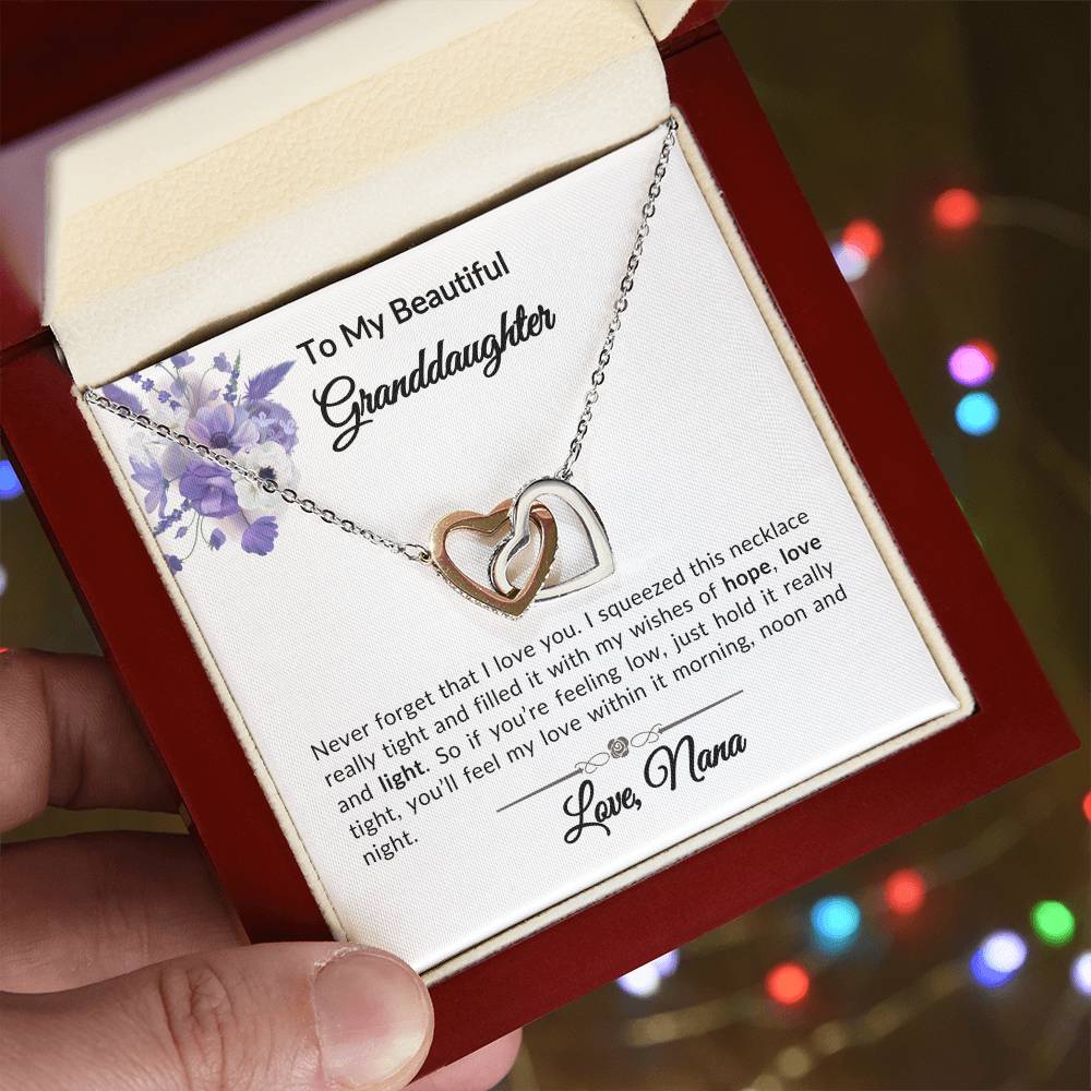 To My Granddaughter Interlocking Hearts Necklace