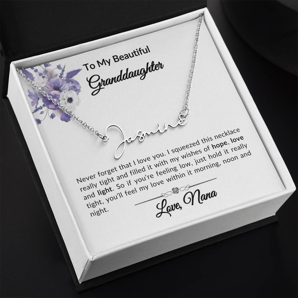 To My Granddaughter Signature Name Necklace