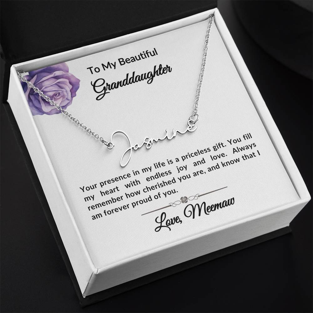 To my Granddaughter Signature Name Necklace