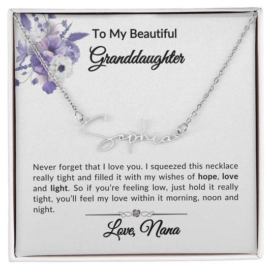 To My Granddaughter Signature Name Necklace