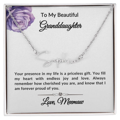 To my Granddaughter Signature Name Necklace