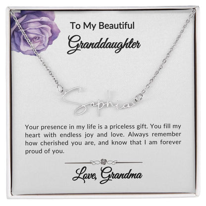 To My Granddaughter Signature Name Necklace