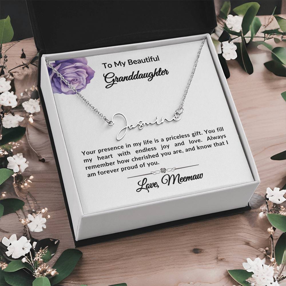 To my Granddaughter Signature Name Necklace