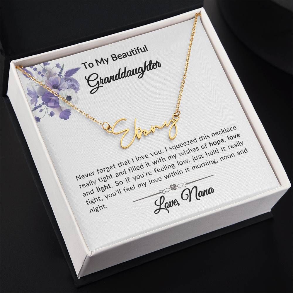 To My Granddaughter Signature Name Necklace