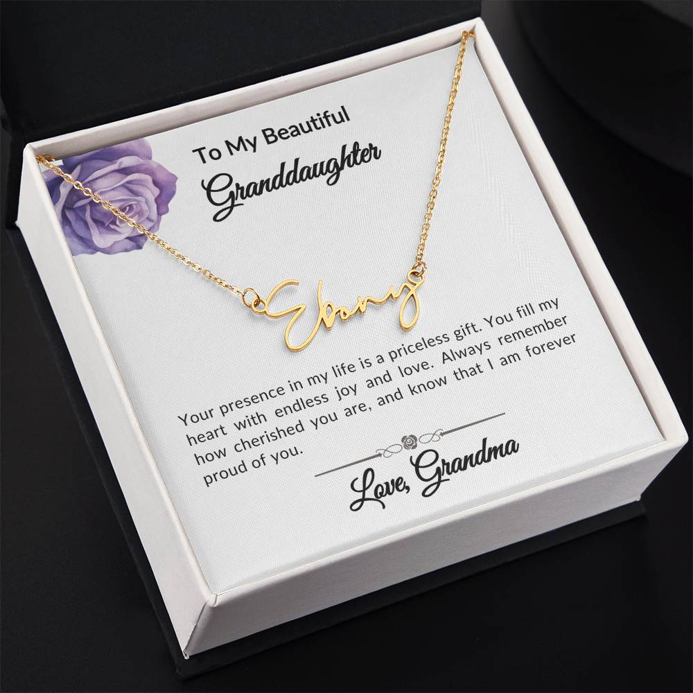 To My Granddaughter Signature Name Necklace