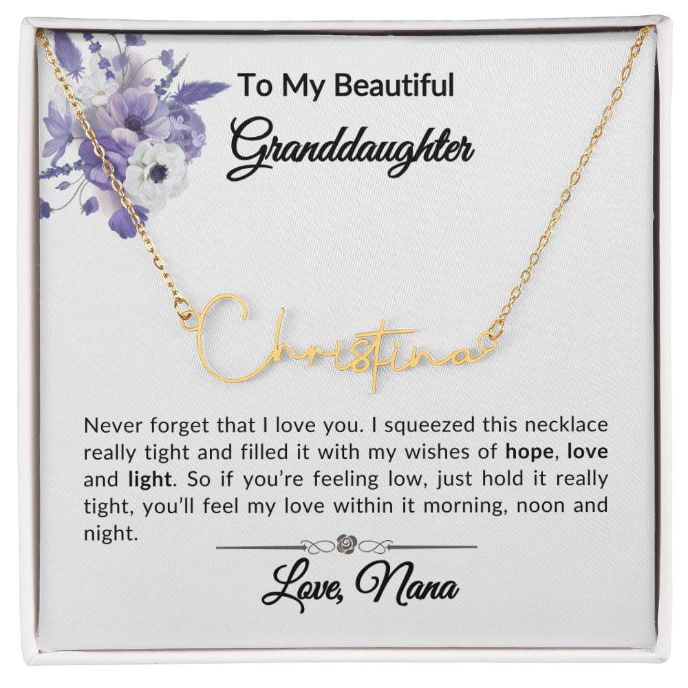 To My Granddaughter Signature Name Necklace