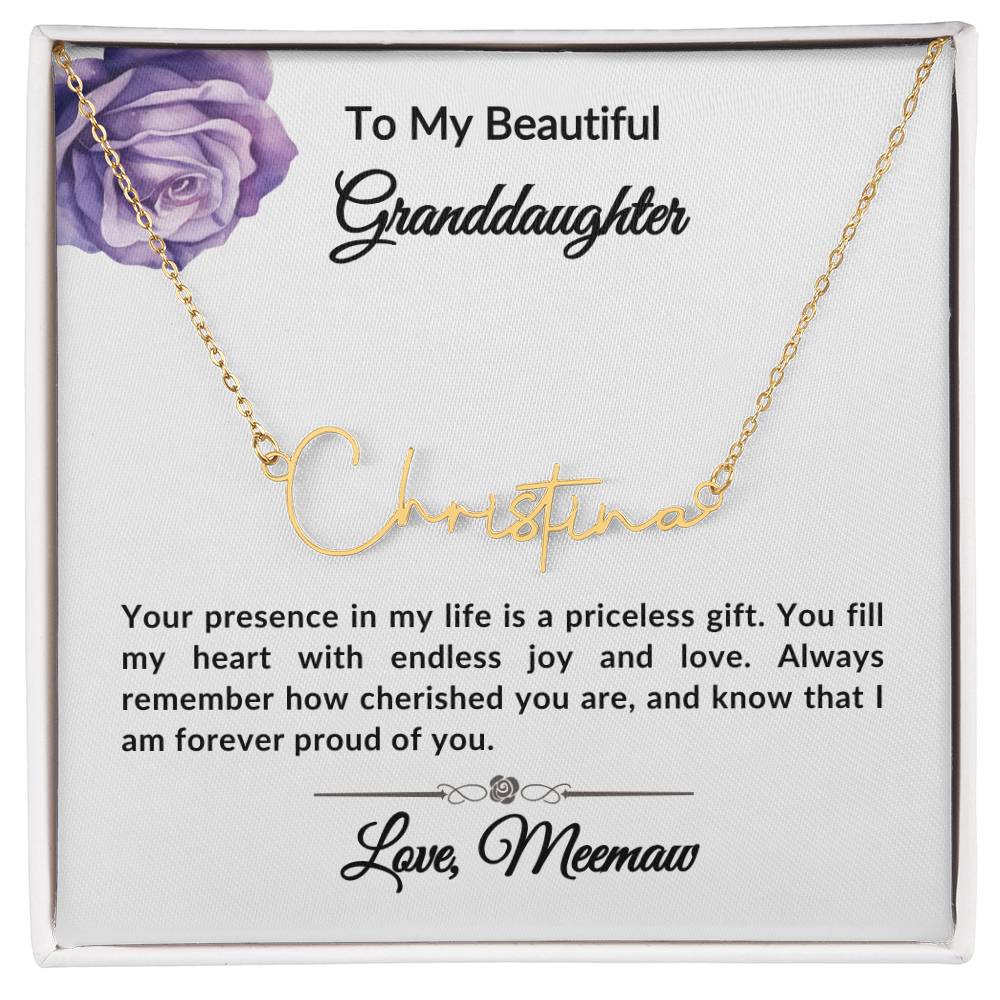 To my Granddaughter Signature Name Necklace