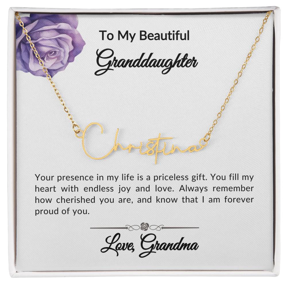 To My Granddaughter Signature Name Necklace