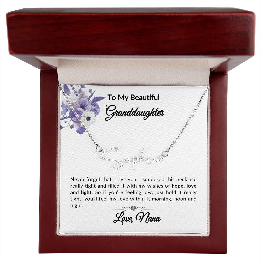 To My Granddaughter Signature Name Necklace