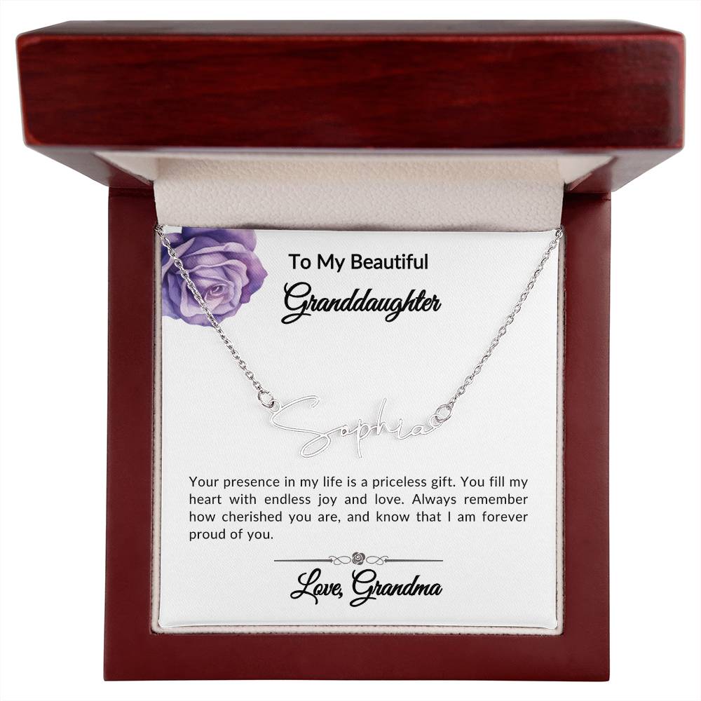 To My Granddaughter Signature Name Necklace