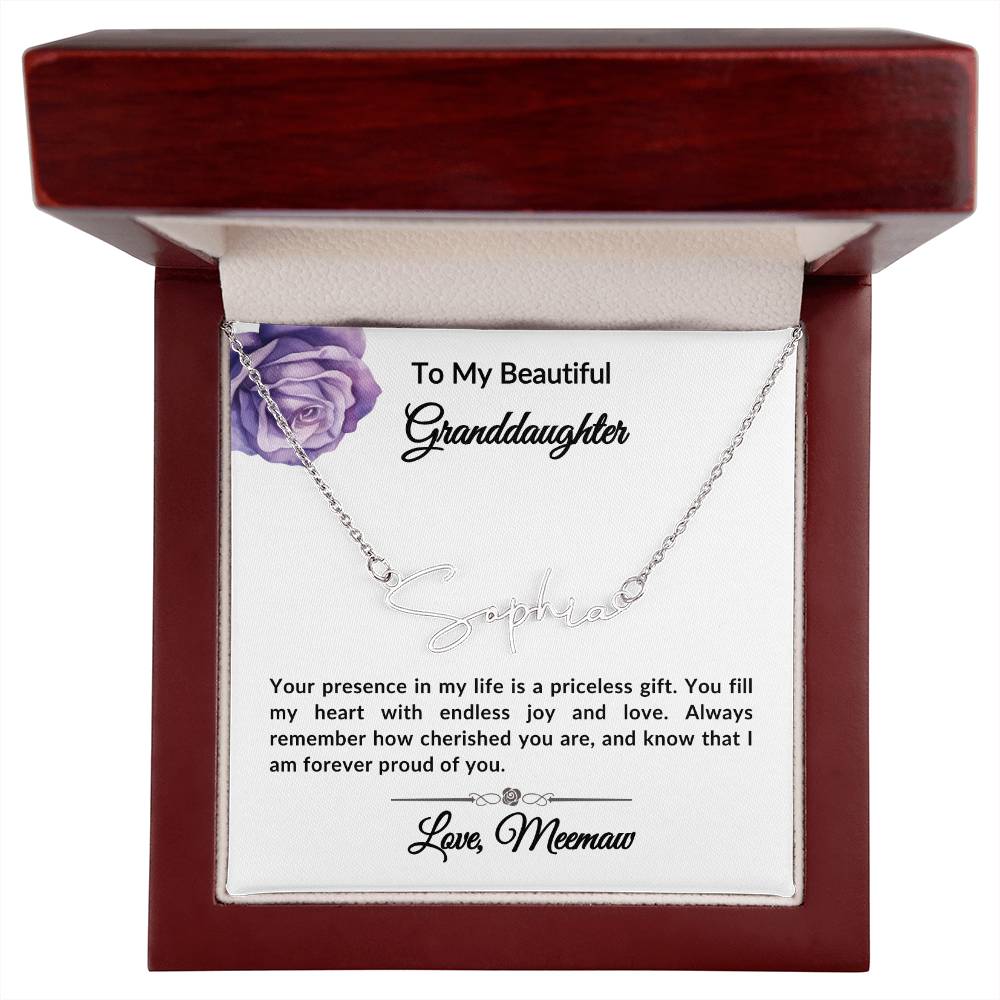 To my Granddaughter Signature Name Necklace