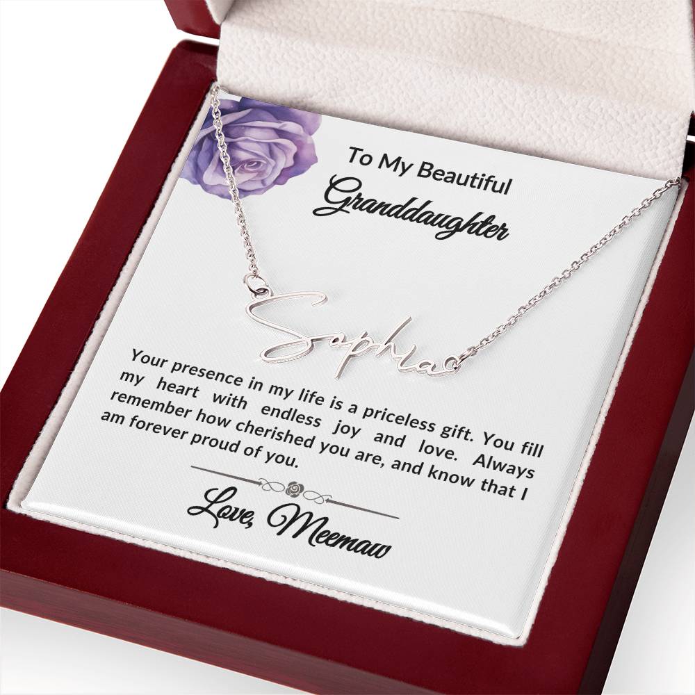 To my Granddaughter Signature Name Necklace