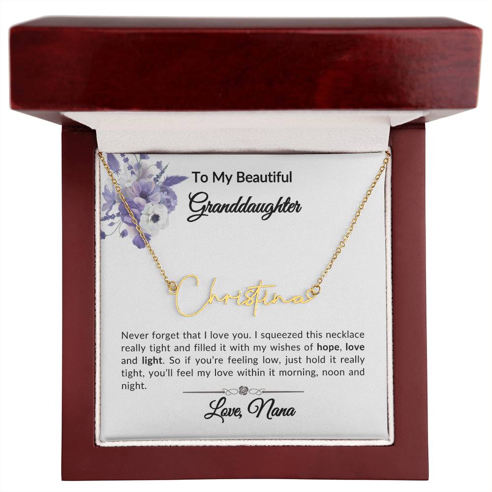 To My Granddaughter Signature Name Necklace