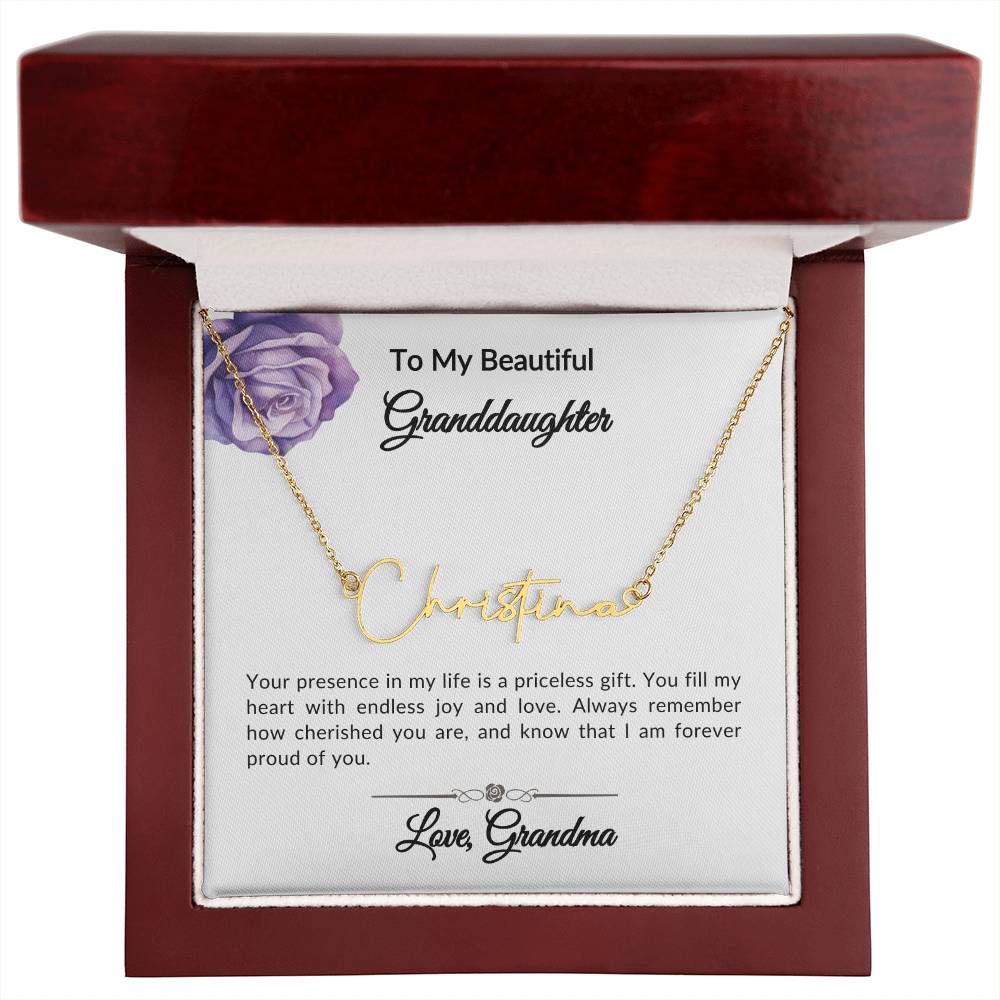 To My Granddaughter Signature Name Necklace