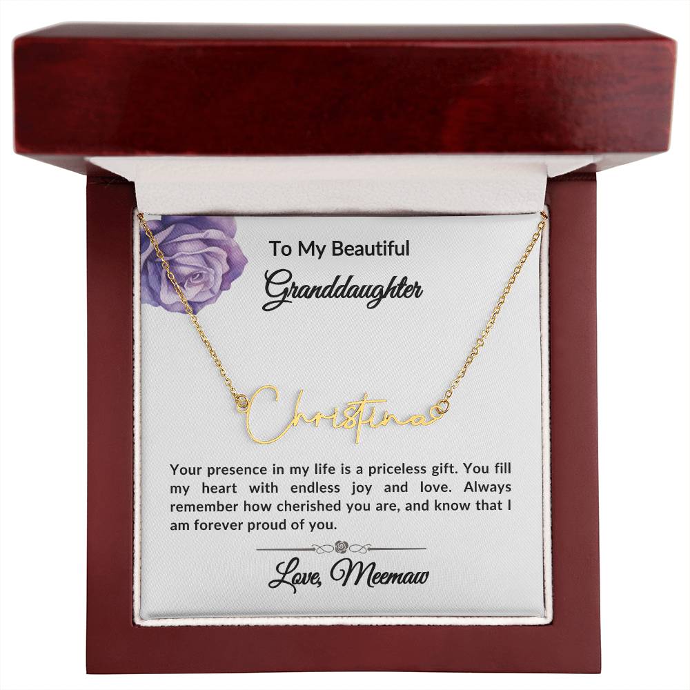 To my Granddaughter Signature Name Necklace