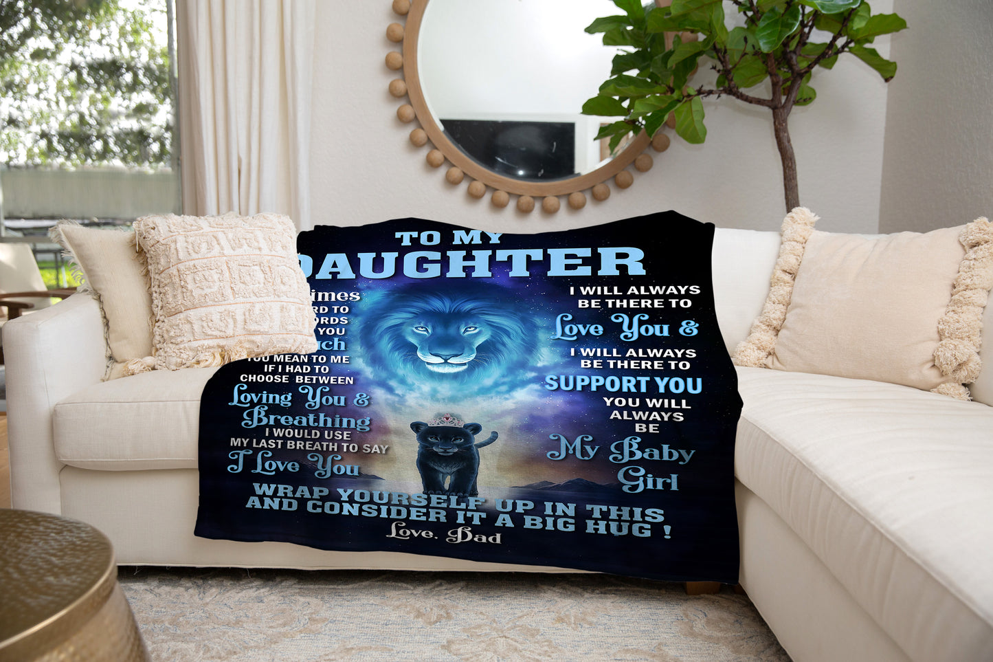 Daughter Blanket from Dad | My Baby Girl Lion Blanket | Father Daughter Gift